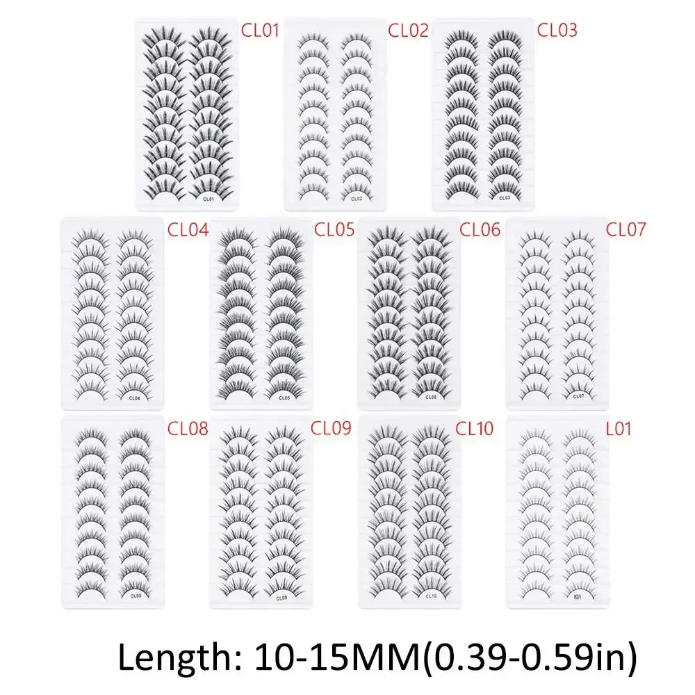10 Pairs 3D Faux Nertsen Valse Wimpers Volledige Strip Natrual Lange Wimpers Handgemaakte Dierproefvrije Wimper Extension