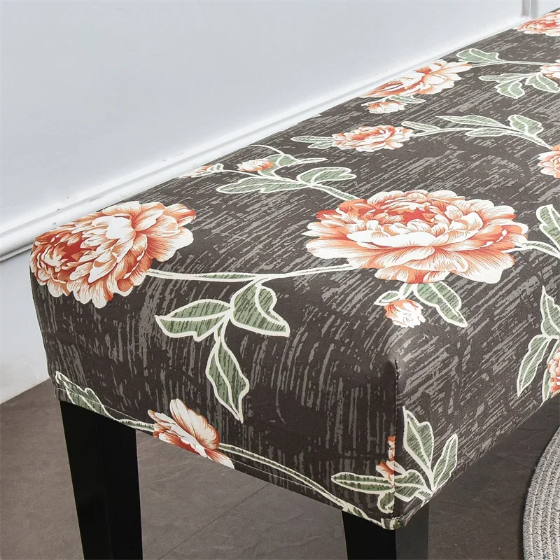 Floral Printed Bench Cover Stretch Piano Stool Covers Rectangle Hotel Bed Long Stool Cover Bench Protector Slipcover Dining Room
