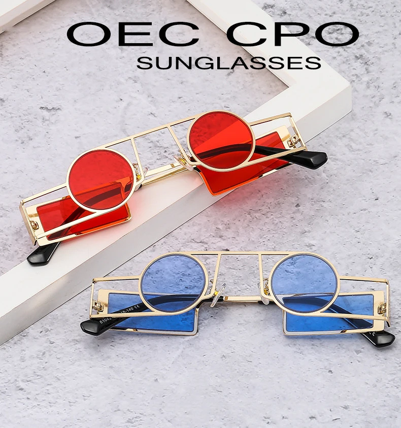 OEC CPO Punk Herren Runde Sonnenbrille Vintage Damen Retro Runde Sonnenbrille Weibliche Einzigartige Metall Steampunk Brille UV400 Oculos – Detail 1