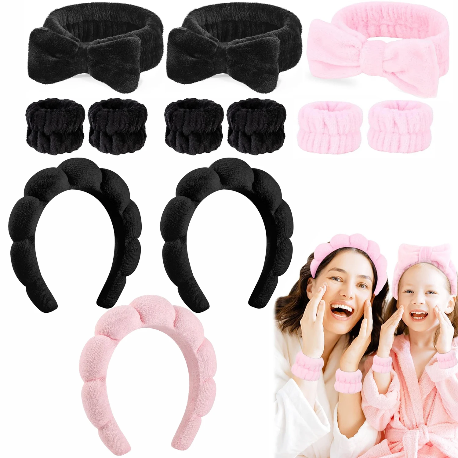 12Pcs Set Facial Washing Tool Set Coral Velvet Cute Multipurpose Skin Care Headband For Women