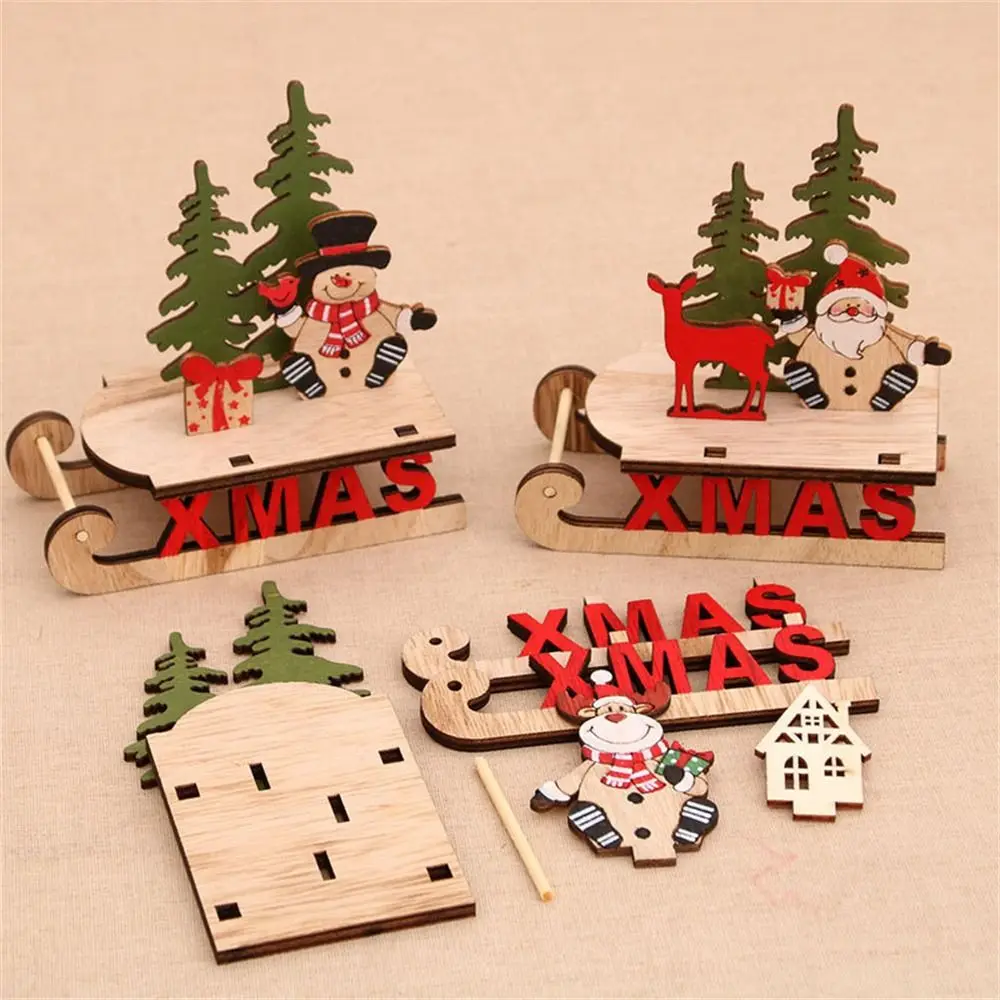 

Christmas Wood Craft Christmas Tree Santa Snowman Ornament Assembly Decorations DIY Assembly Xmas Sled Christmas Decorations