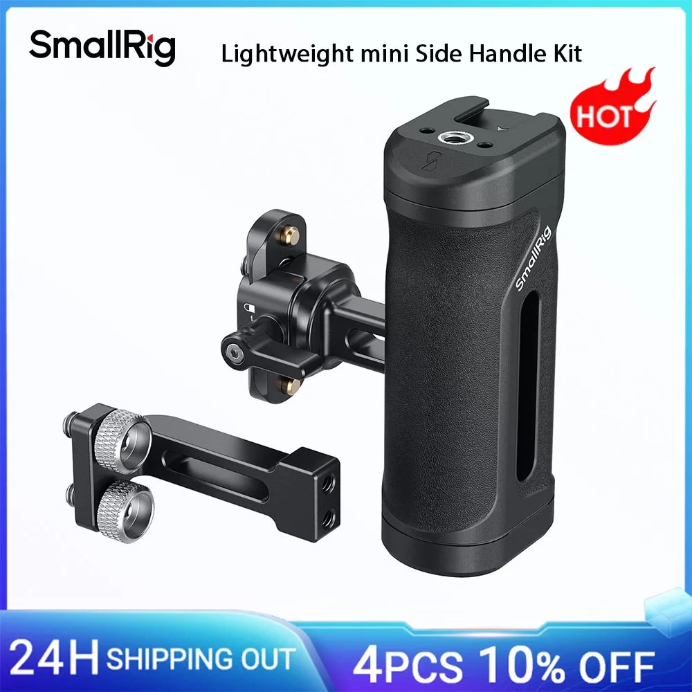 Image of SmallRig Leichtes Mini-Seitengriff-Kit mit 1/4"-20 Gewindelöchern und NATO-Klemme, Tragfähigkeit bis zu 10 kg, für Sony und DSLR-Kameras