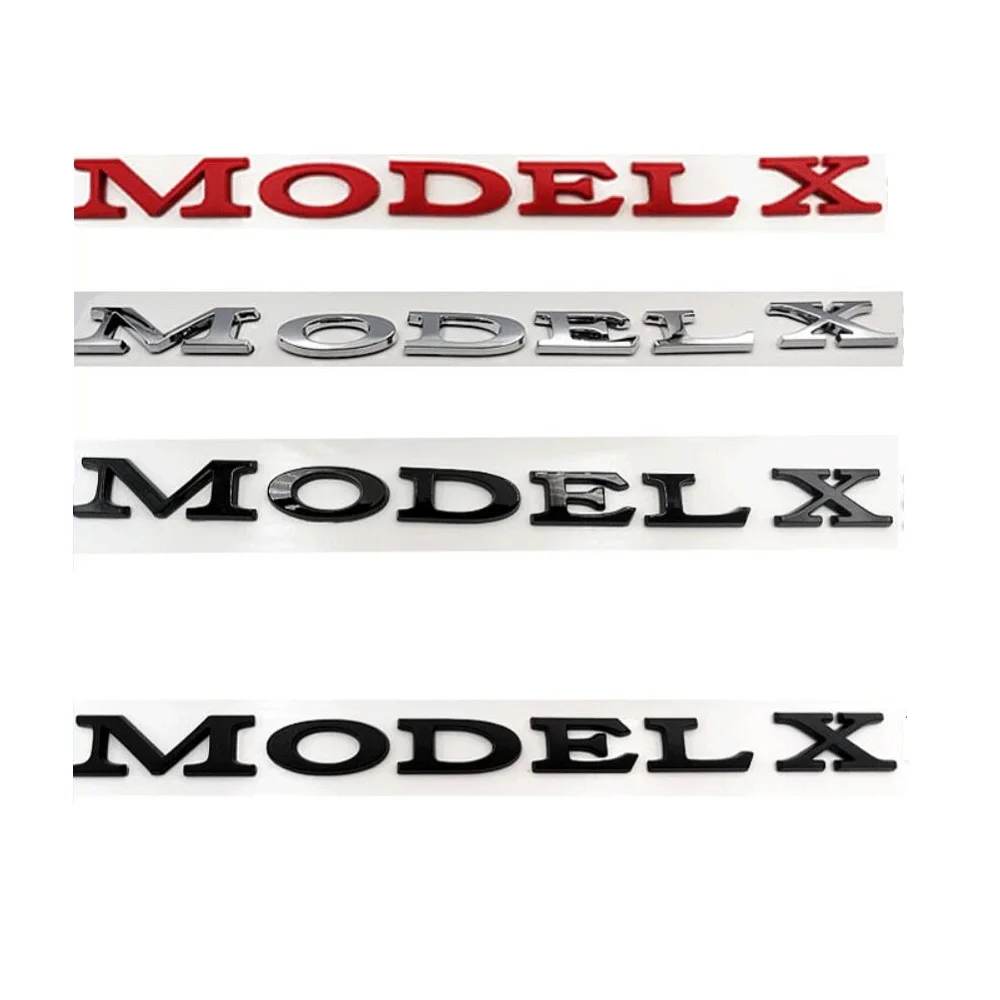 Image of Chrom-Schwarze Kofferraum-Buchstaben MODELX Embleme Vordere und Hintere T-förmige Abzeichen für TESLA MODEL X