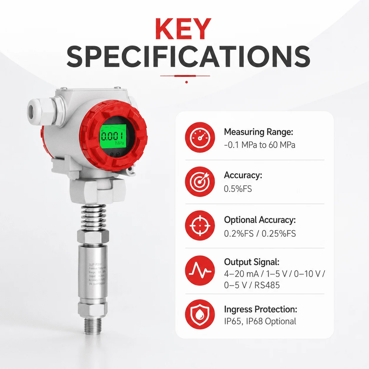Multi-Range Pressure Transmitter With Multiple Thread Options for Agricultural Irrigation Medical Equipment Operation