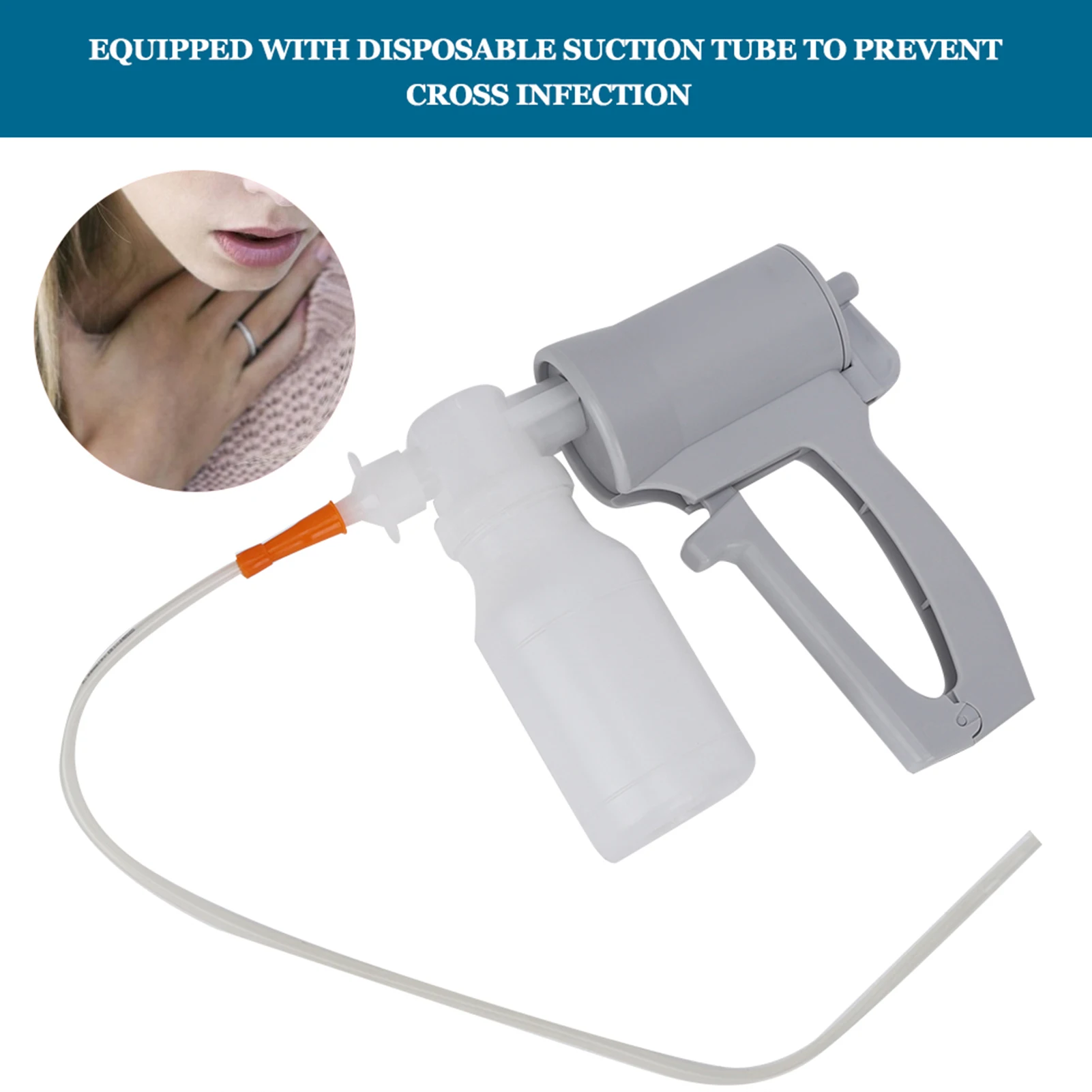 Handheld Manual Medical Phlegm Suction Pump Sputum Aspirator Device with Disposable Suction Tube Catheter for Elderly Supplies