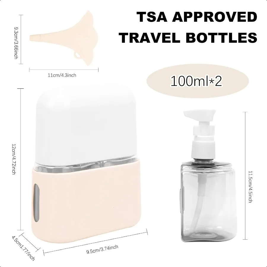 زجاجات السفر المقاومة للتسرب والقابلة لإعادة الملء ومعتمدة من إدارة الملاحظات بحجم السفر 2 في 1 حاويات زجاجات سائلة مع ملصقات ومضحكة