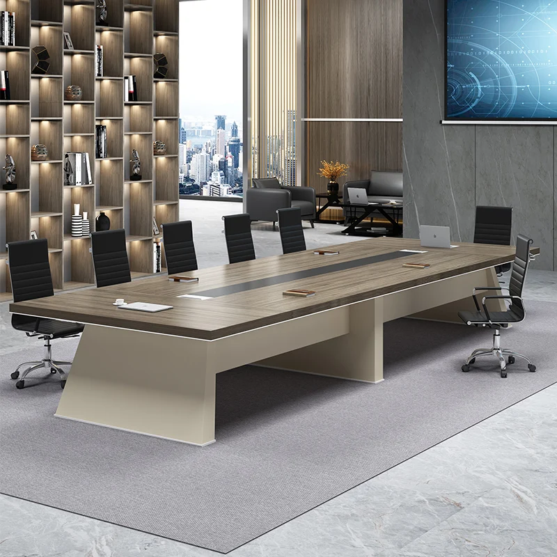 

Large Modern Simplistic Wooden Panel Office Workbench Various Sizes Conference Table for Business Reception & Negotiation