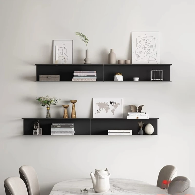 Minimalist Iron Wall Shelf for Living Room Decor Floating Shelves Space-saving Bookshelf for Bedroom