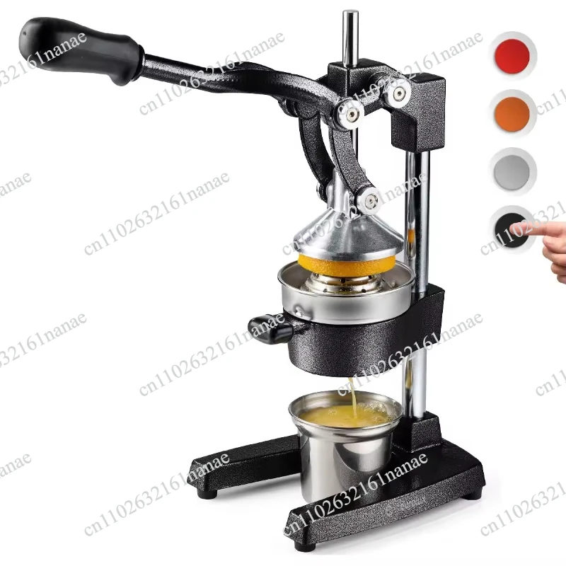 Household Commercial Manual Fruit Squeezer, Cast Iron Press Juicer with Stainless Steel Body