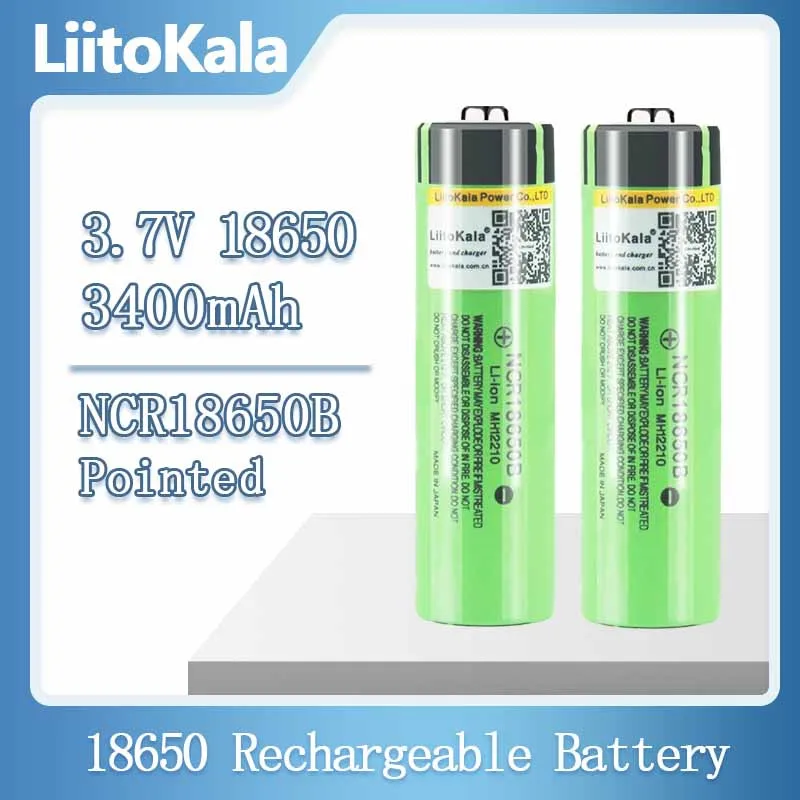 2 قطعة LiitoKala 34B 100% جديد الأصلي NCR18650B 3.7 فولت 3400 mah 18650 بطارية ليثيوم قابلة للشحن مصباح يدوي بطاريات