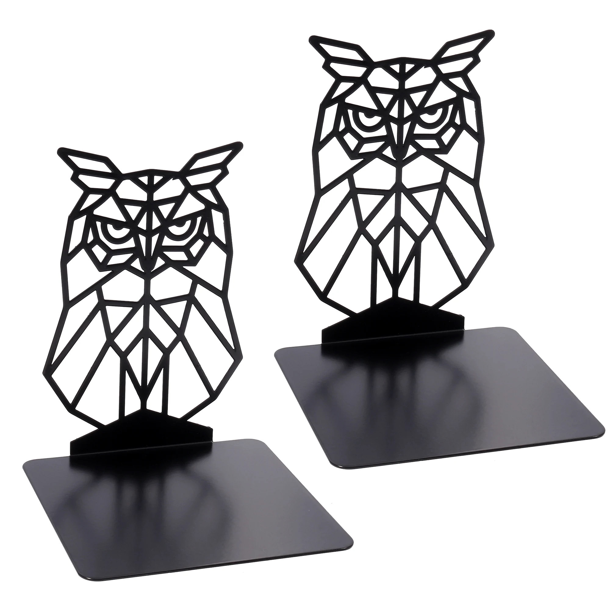 

Simple Hollow Owl Bookends Black Literature Study Room Ornament Exquisite Book Support Gift Iron 1pair Individuality Book Holder