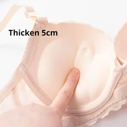 Thickened Underwear, Bra, Gathered, Super Thick 5cm, Small Chest, Flat Chest, Aa Cup, Female Display, Large Bra 8cm Lace