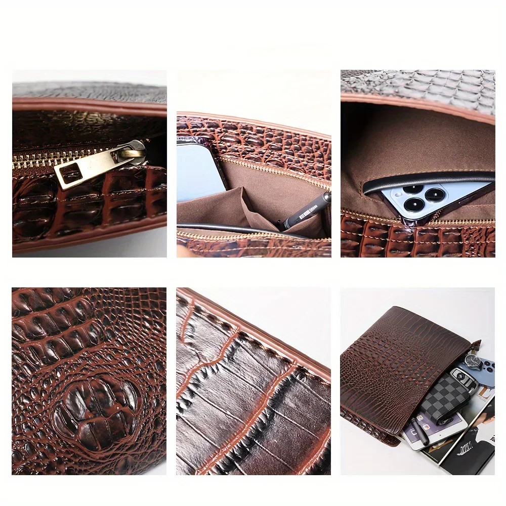 Pochette da uomo/donna con motivo coccodrillo di lusso Borsa da lavoro di design di marca Borse per iPad Borsa a busta in pelle Pu Portafoglio