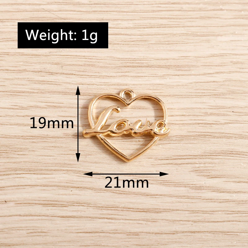 20pcs 21x19mm Cute Alloy Hollow Love Heart Charms Pendants for Jewelry Making Necklaces Earrings Bracelets DIY Crafts Supplies