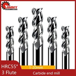 Hrc55 Tungsten Steel Milling Tool ​1-20mm Milling Cutter 3 Flute Carbide Flat End Mill for Aluminum Alloy and Wood