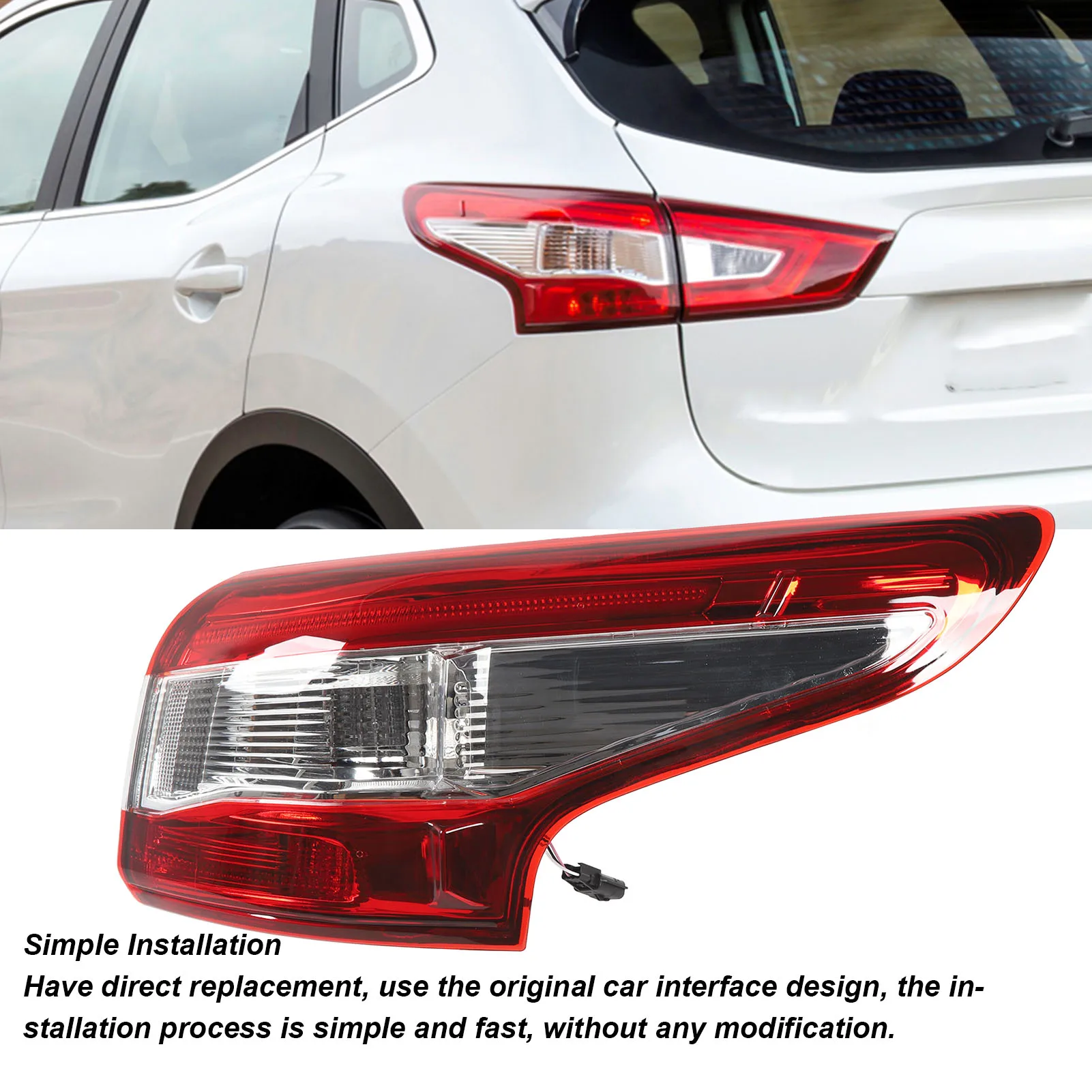 

1Pc L/R 12V Car Taillight Waterproof Shockproof LED Outer Wing Rear Light Lamp for Nissan Qashqai MK2 J11 2014 to 2016