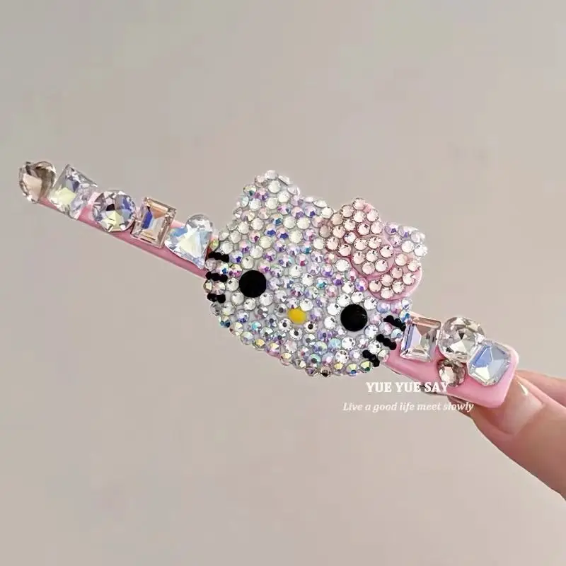 Hellokitty Handmade Diamond Sparkles Duckbill Hair Clip Bangs Clip for Women Girls Hair Styling Tools Accessories Christmas Gift