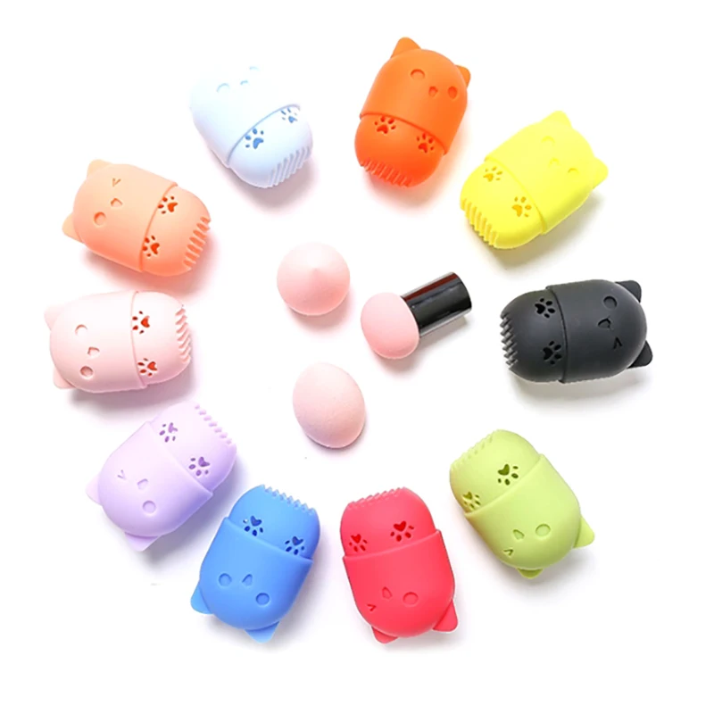 Soft Silicone Cosmetic Blender Sponge Box Holder Beauty Powder Puff Blender Holder Sponge Makeup Egg Drying Case Portable Box