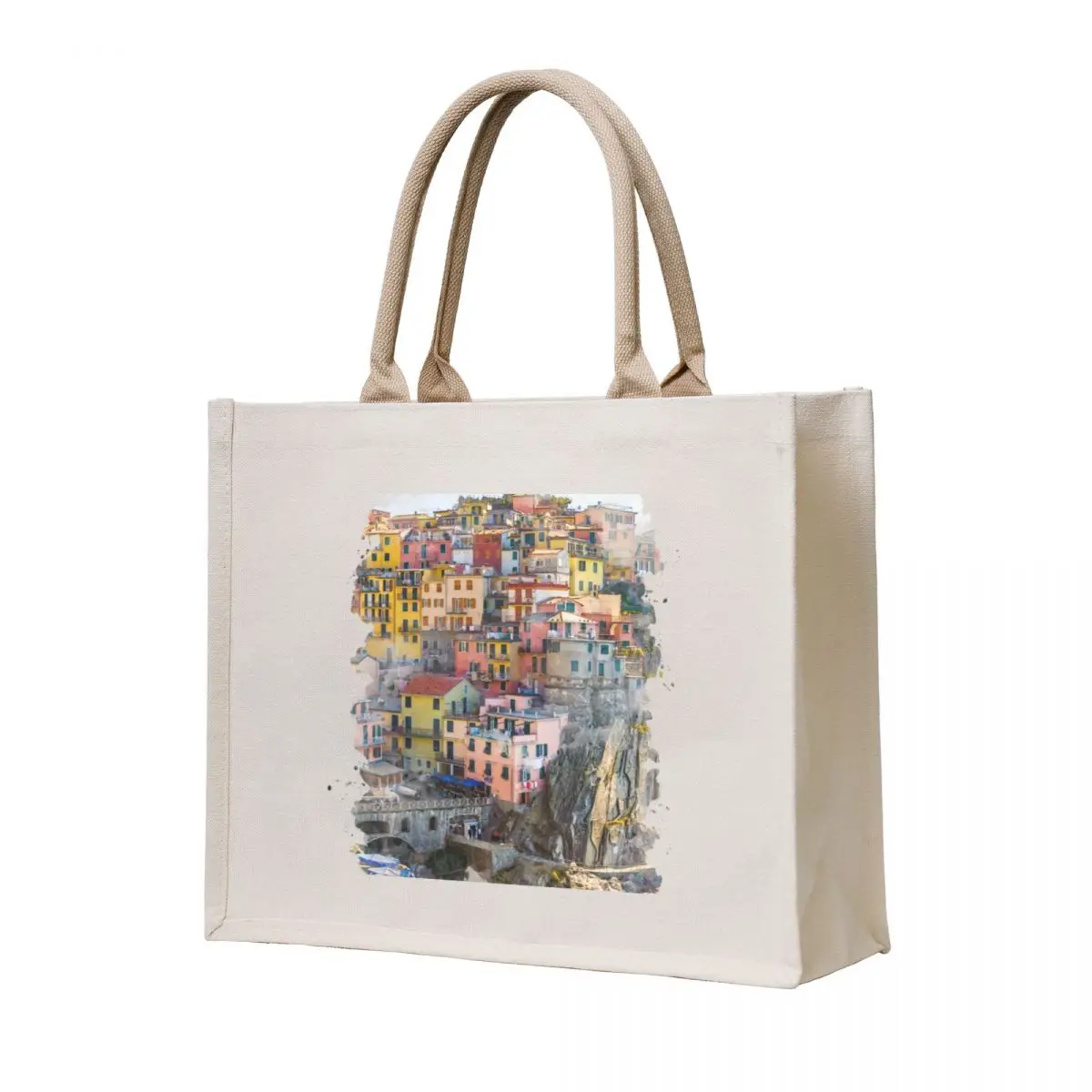 

Cinque Terre Watercolor Art Tote Bag tote bag screen Eco bag tote men ecological bags