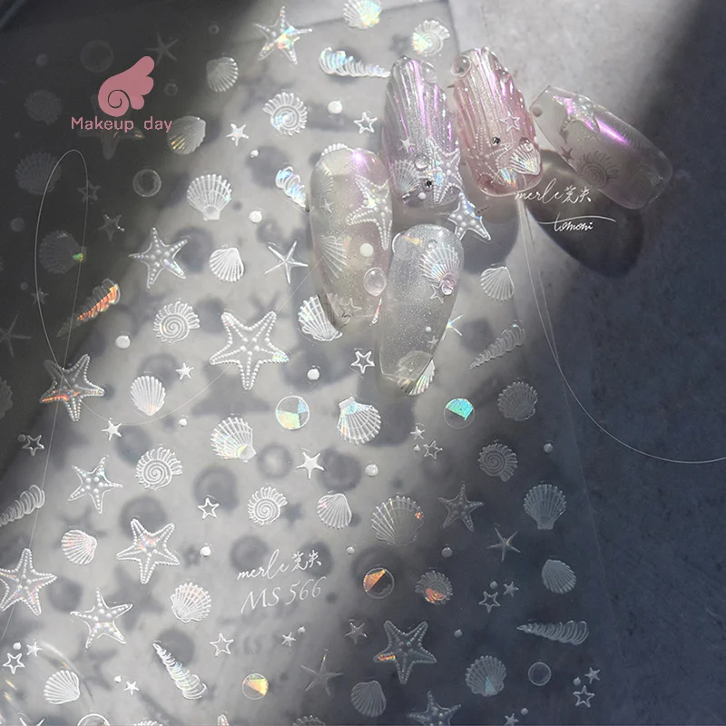 

Shiny Shell Light Laser Sea Shell Conch Starfish Star Adhesive Nail Art Stickers Decals Manicure Fantastic Marine Life Charms