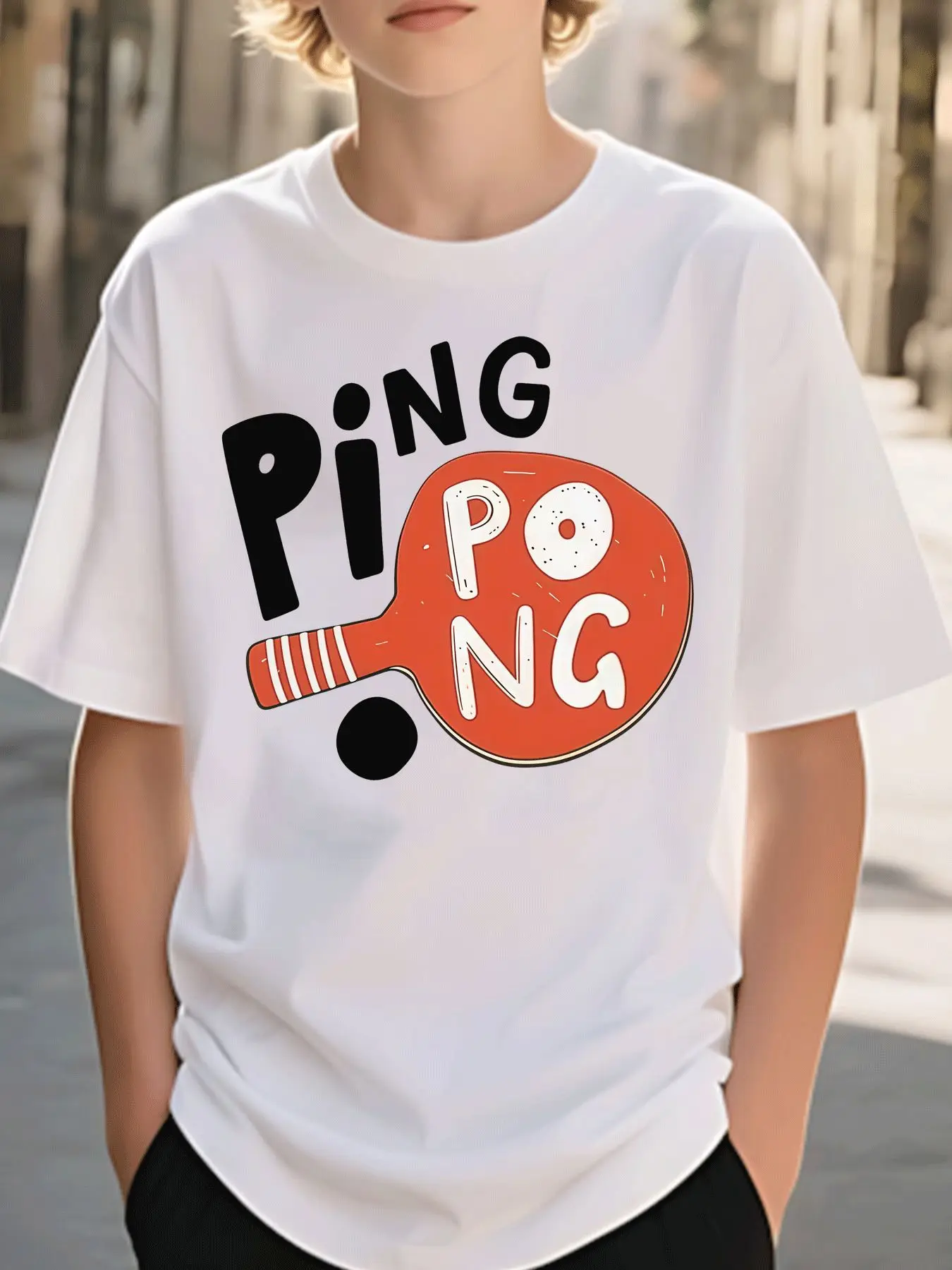 Ping Pong Red Table Tennis Racket Family Matching Cotton Tees Short Sleeve Summer Tops For Mom Dad Boys Girls Daily Wear