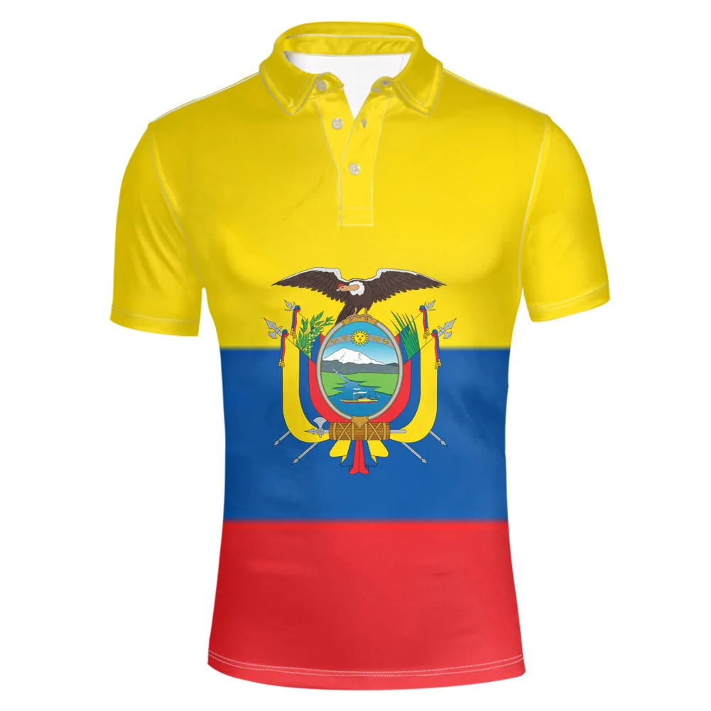 Ecuador Free Custom Made Name Number Team Logo Ec Lapel T Shirt Ecu Country Travel Spanish Nation Ecuadorian Flag Casual Clothes