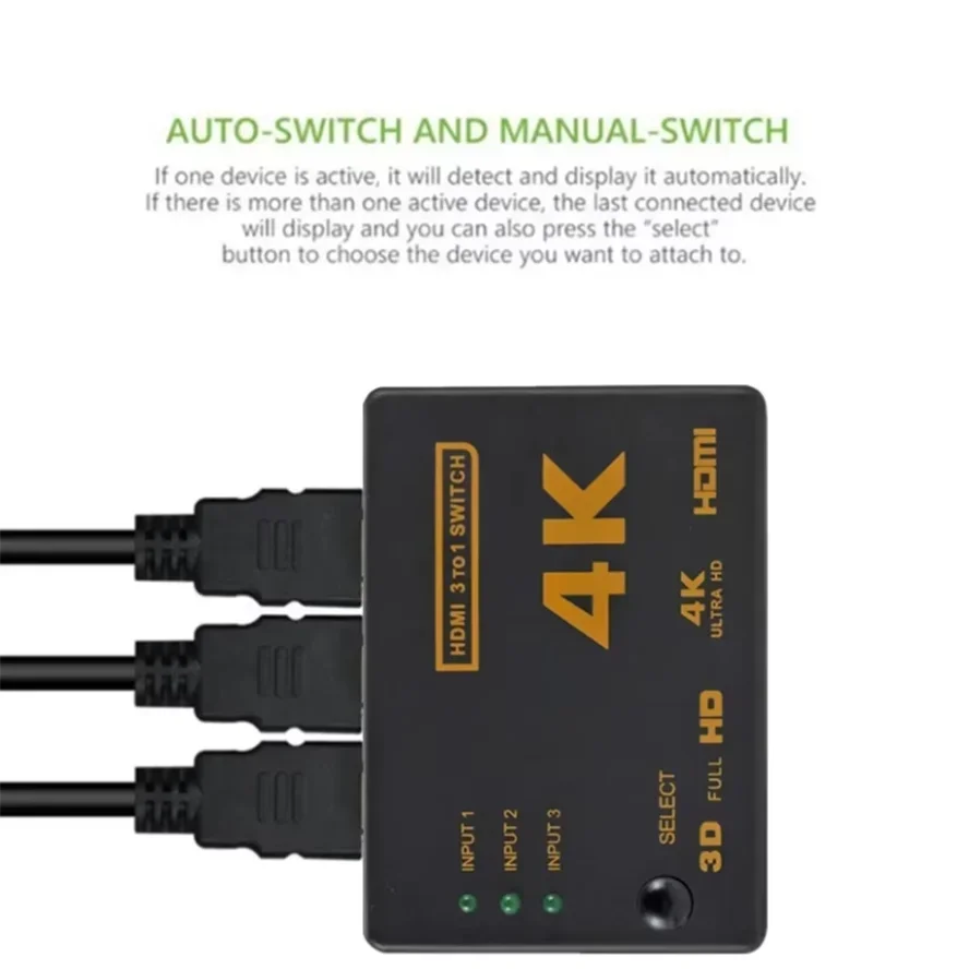 HDMI-متوافق التبديل 4K الجلاد 3 في 1 خارج HD 1080P كابل الفيديو الفاصل 1x3 مهايئ توزيع محول ل PS4/3 صندوق التلفزيون HDTV PC #3