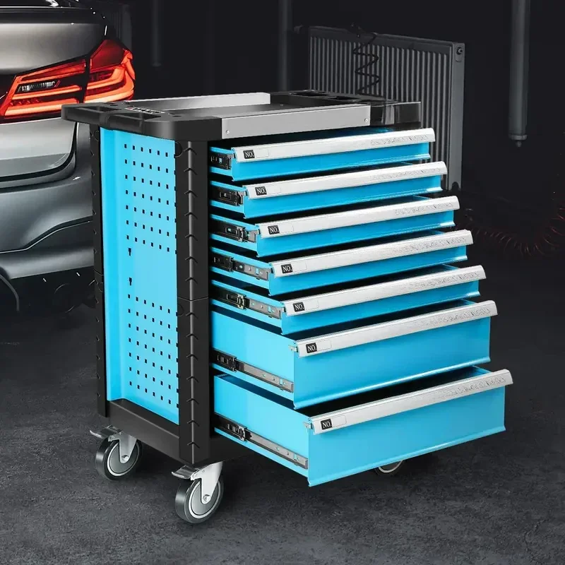 Heavy Duty Lockable 7-Drawer Tool Cart, Rolling Cabinet with Keys, 39