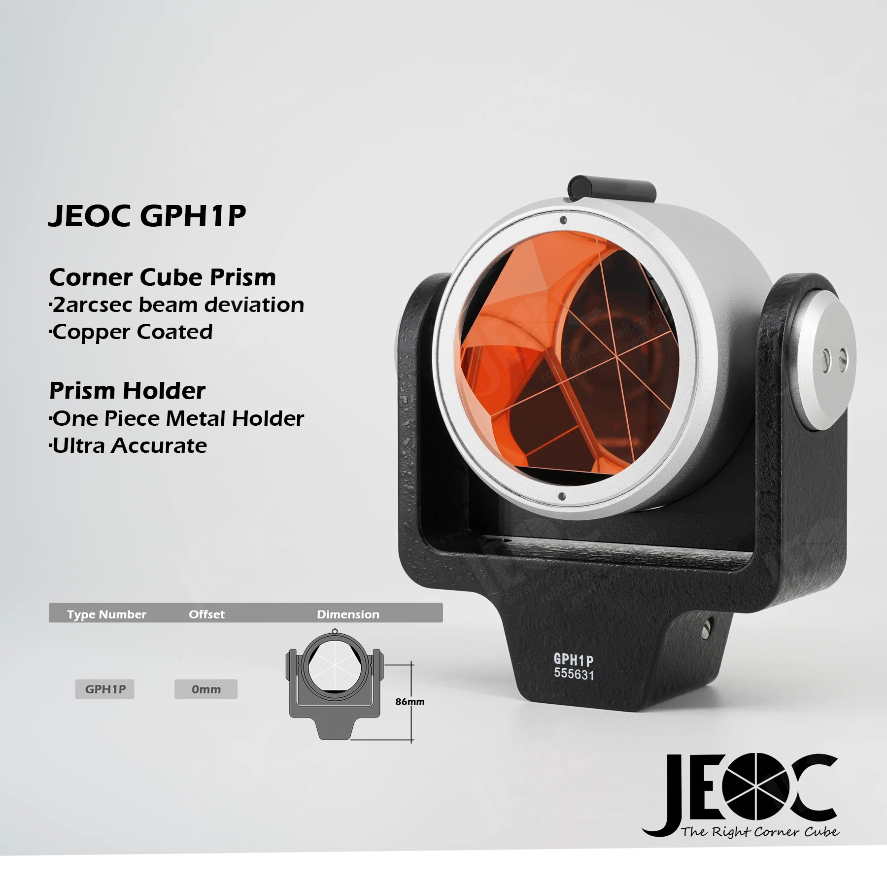 JEOC GPH1P, Prisma Riflettente Ultra Accurato, Riflettore Singolo per Accessori per Stazione Totale Leica Topografia Rilievo Territoriale