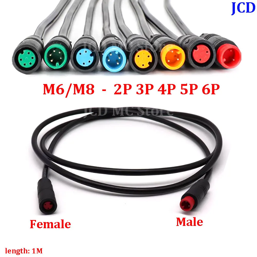 M6 M8 2 3 4 5 6 Pin male to female EbikeElectric Butt Cable Plug Connector Scooter Brake waterproof Signal Sensor cord 1 meter