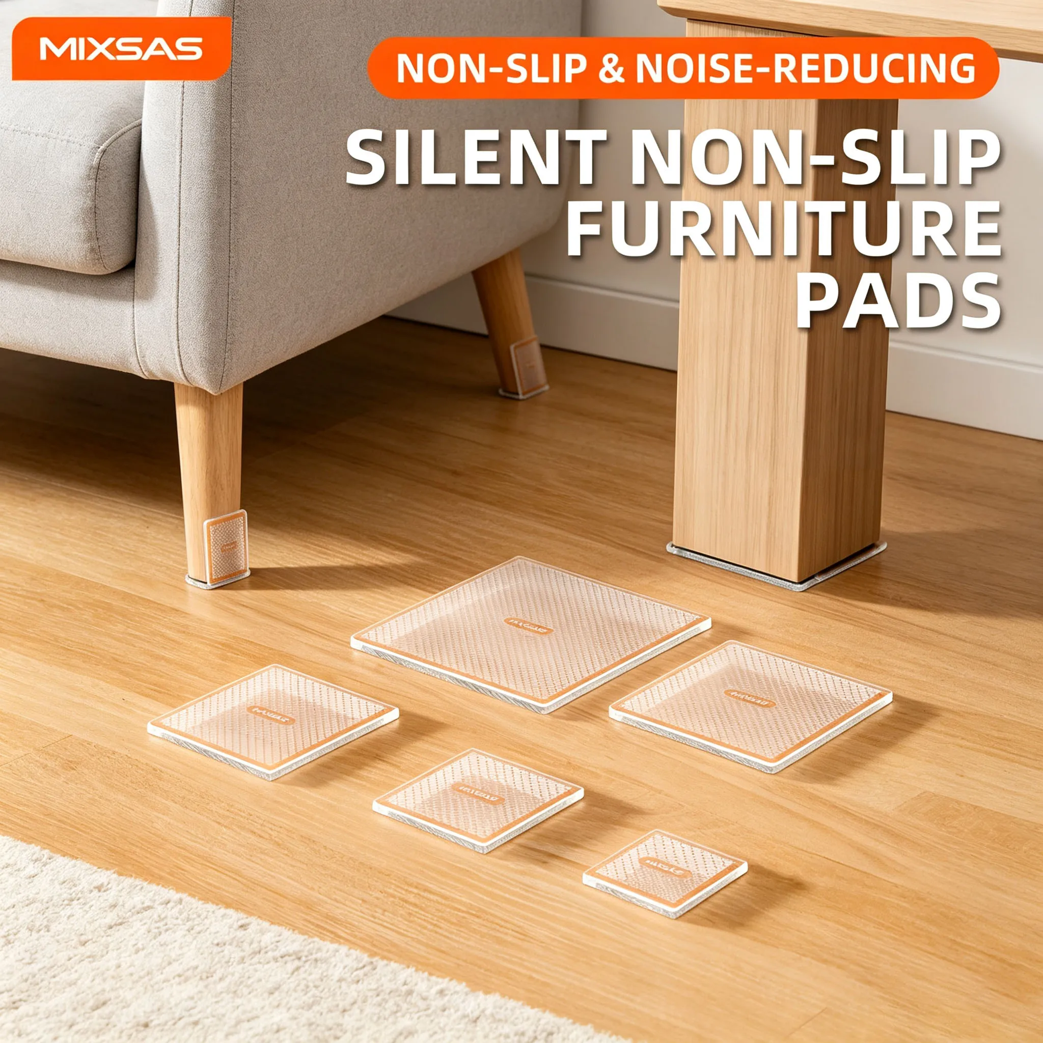 MIXSAS 4/8pcs Transparent Furniture Mats Anti Vibration Non-Slip Gasket Table Foot Anti-moving Protect Pad Bed Foot Antislip Pad