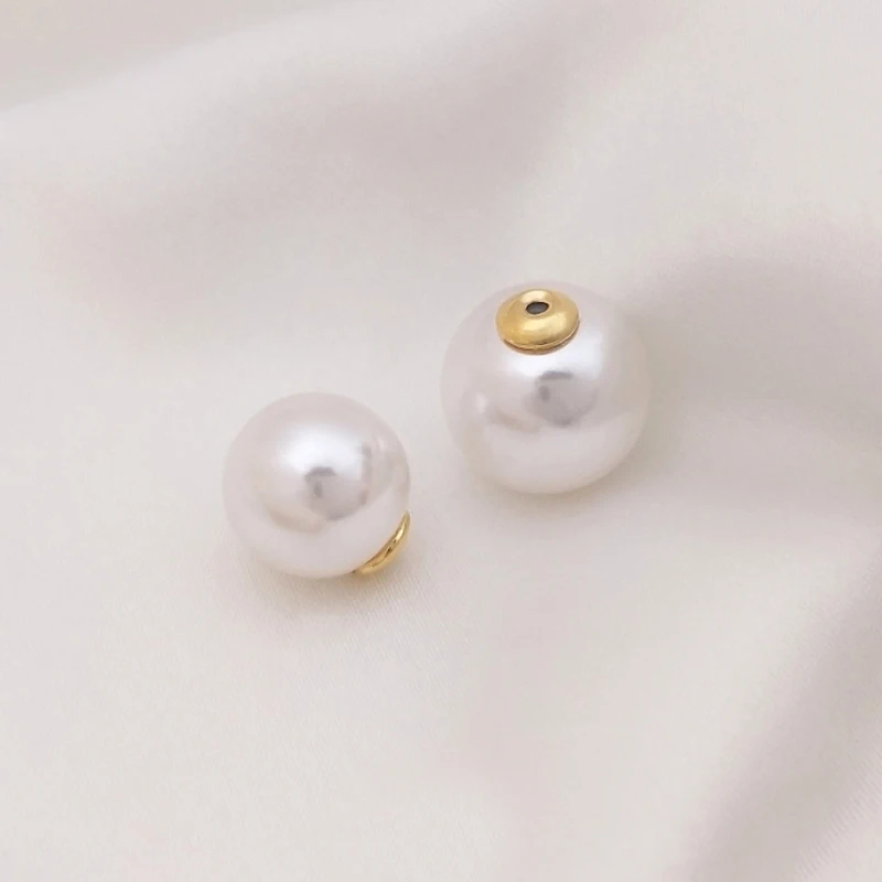 5 Pairs 8mm 10mm 12mm White ABS Pearl Beads Ear Studs Back Stopper  for Jewelry Making DIY Earring Bases