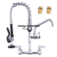 Contemporary Dual Temperature Chrome Kitchen Faucet 360 Degree Rotation Spring Pull Sprayer Brass Kitchen Sink Faucet