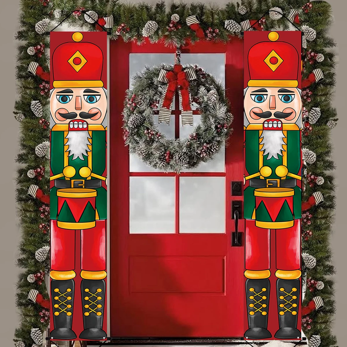 Christmas Hanging Door Banner Santa Claus Snowman Couplet Xmas Decor For Home 2024 Xmas Gifts Navidad Happy New Year Noel 2025