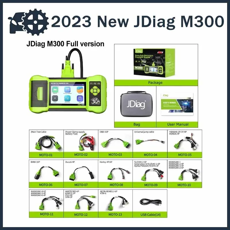 

2023 New JDiag M300 Motorcycle Diagnostic Scanner Helps the Technician to Diagnose Problems and Make Repairs Faster M100PRO M200