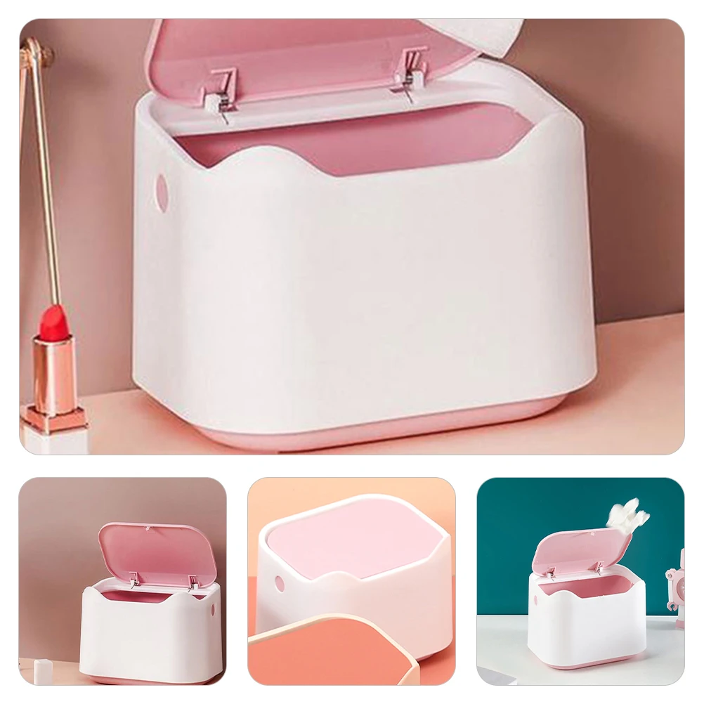 

2 Pcs Push Trash Can Small Garbage Desk Bin Table Wastebin Type Pp Desktop Countertop