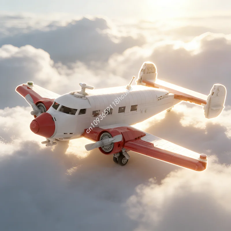 

662 деталей MOC City Airport Lockheed Model Electra Junior, конструктор, архитектурная модель, рождественский подарок, игрушка, DIY, развивающий конструктор