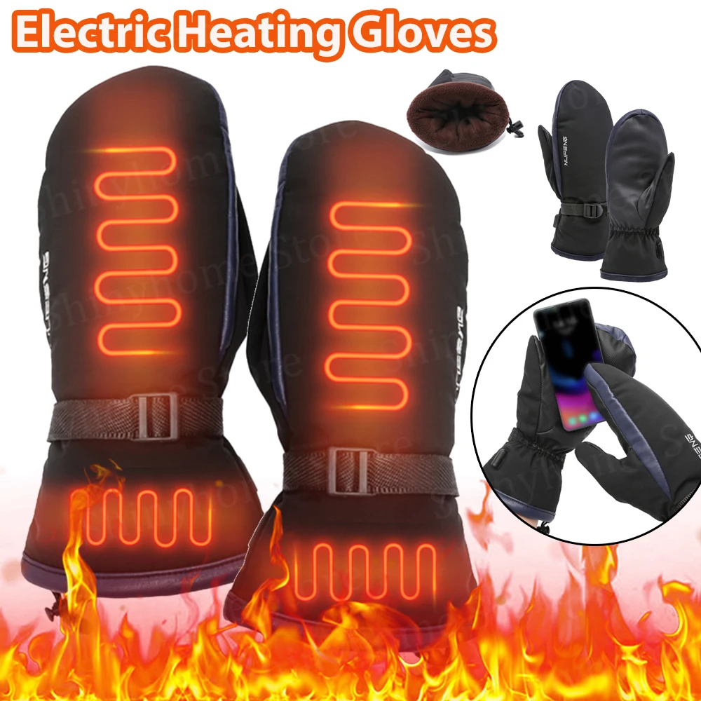 Warm Heated Gloves USB Cold-Proof 3 Gear Temperature for Climbing Hiking Cycling Electric Heated Motorcycle Gloves Hand Warm