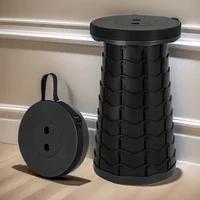 1 taburete plegable telescópico portátil, adecuado para viajes al aire libre, senderismo, camping y pesca, altura ajustable y ligero