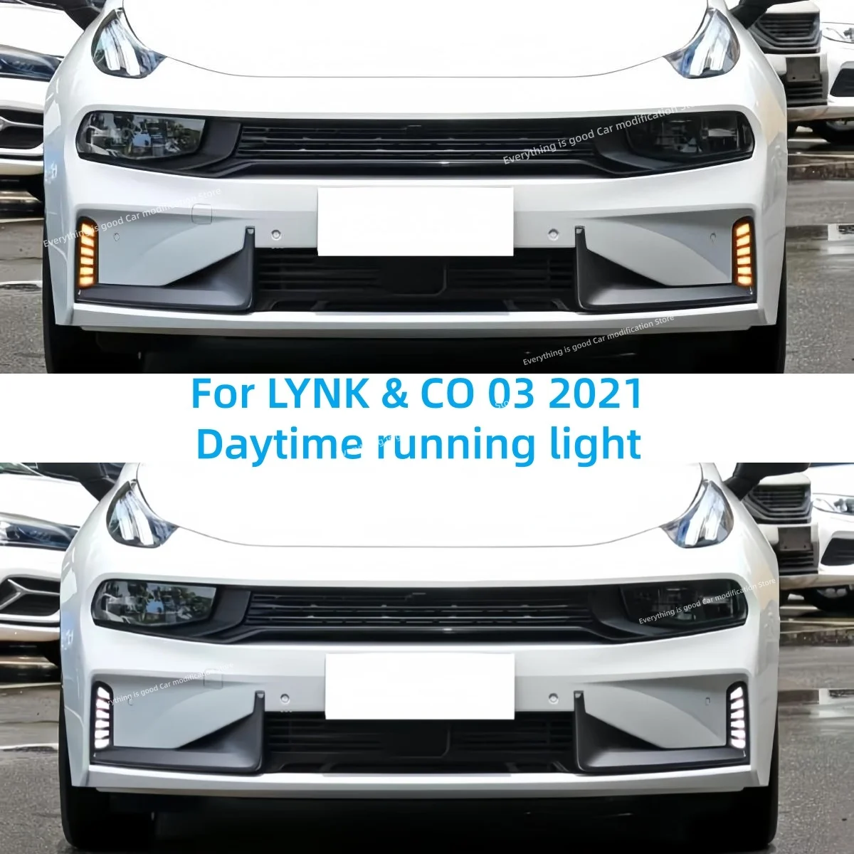 For LYNK & CO 03 2021 Daytime running light Auto parts LED Driving light Turn Flowing water Front fog light Decorative light