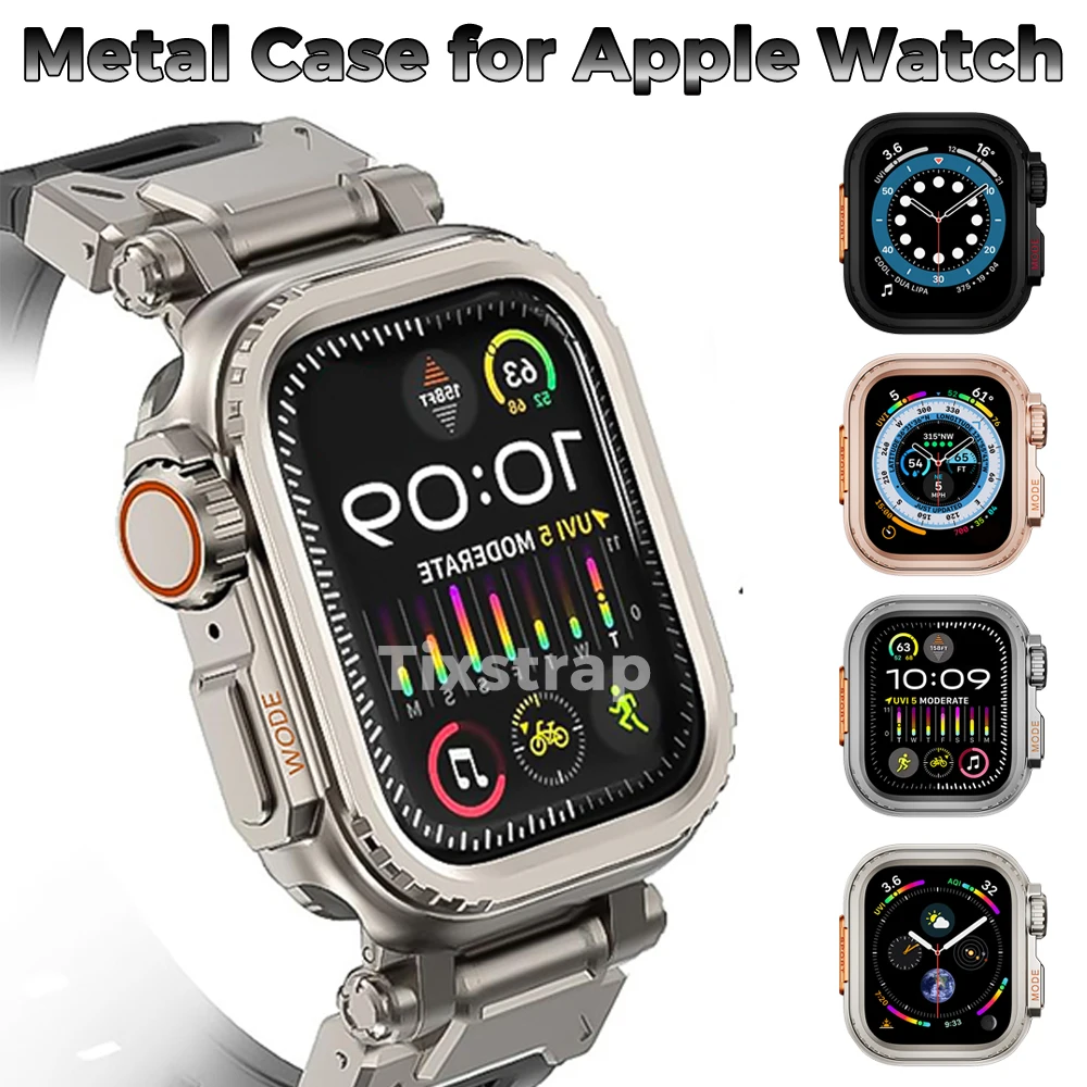 Metal Cover for Apple Watch 45mm 44mm Case Metal Shell for IWatch Series 9 8 7 6 5 4 3 SE 2 1 Metal Bumper Frame Protector 44mm