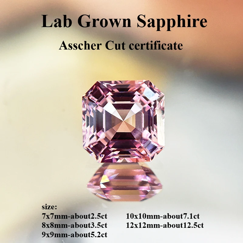 

Выполненный в лаборатории сапфир Сакура розовый цвет Asscher Cut выборный сертификат драгоценный камень для DIY кольцо ожерелье серьги материалы