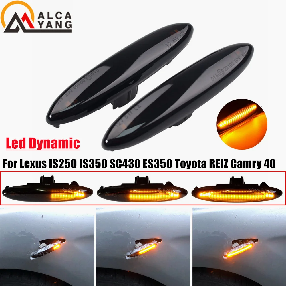 1Pair Led Dynamic Side Marker Turn Signal Light For Lexus IS250 IS350 SC430 Toyota MARK X REIZ CROWN UZZ40 Highlander