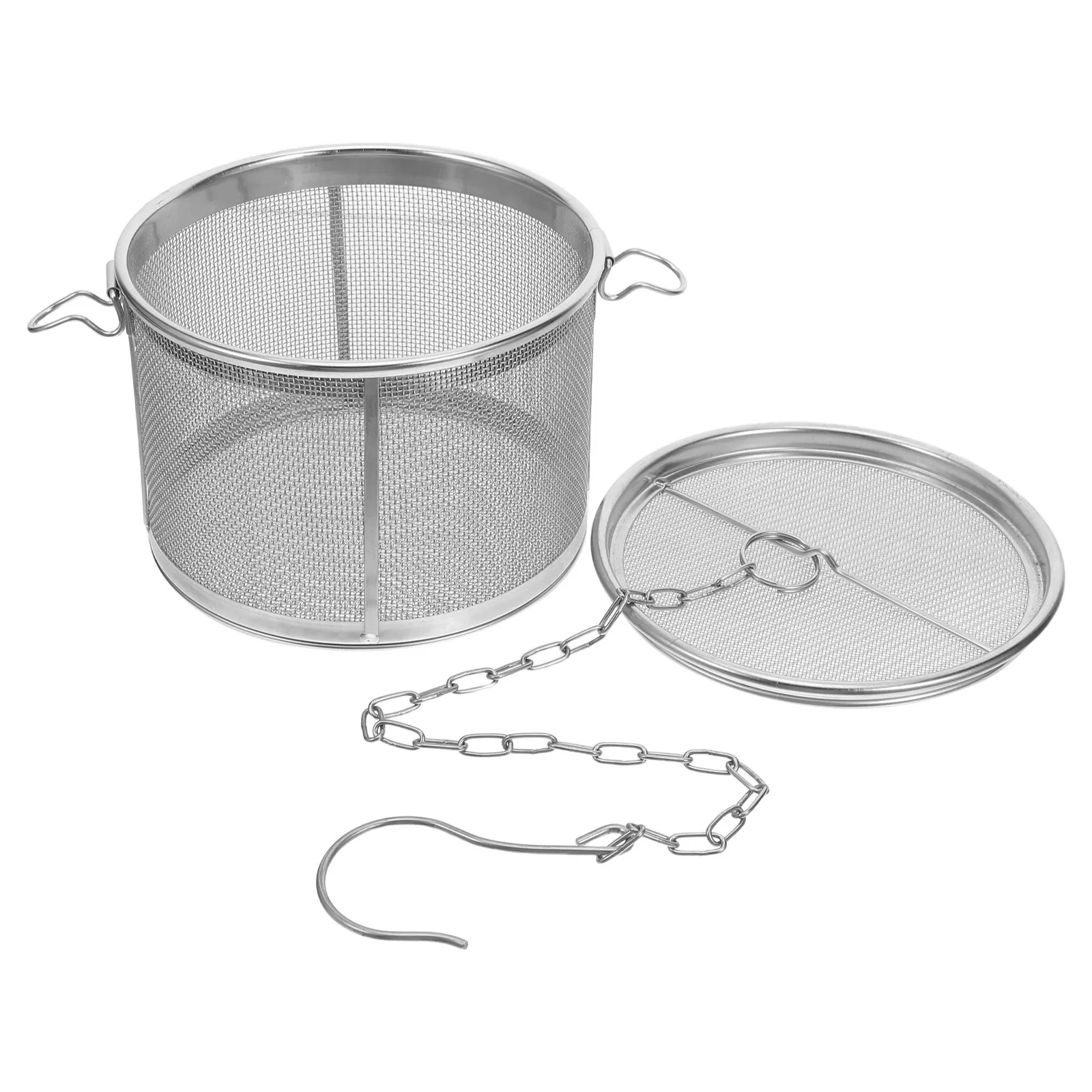 Stainless Steel Tea Strainer Large 5X4 Seasoning Extended Chain Hook Fine Mesh Spice Infuser Brewing Cooking Soup
