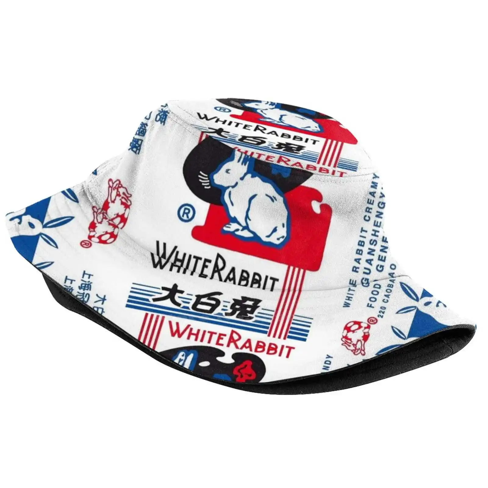 White Rabbit Candy Pattern Hats Outdoor Hat Sun Cap Creamy Shanghai Guan Sheng Yuan Food Taffy Nougat Candies Rice Starch Sugar