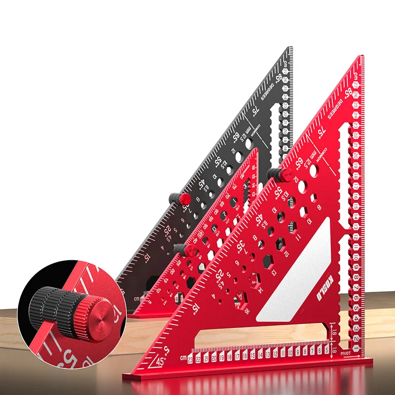 1Pc Triangle Ruler With Positioning Pin, Woodworking Multi Angle Ruler , High-precision Right Angle Scribe Marking Ruler