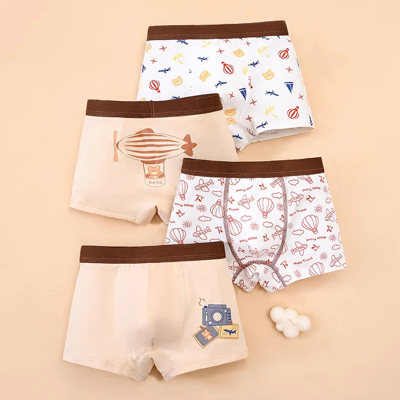 2/4/8 Pcs Boys Boxer Lot Clothes Briefs Kids Cotton Underwear Sets Underpants Teenager Cartoon Dinosaur Print Children Panties
