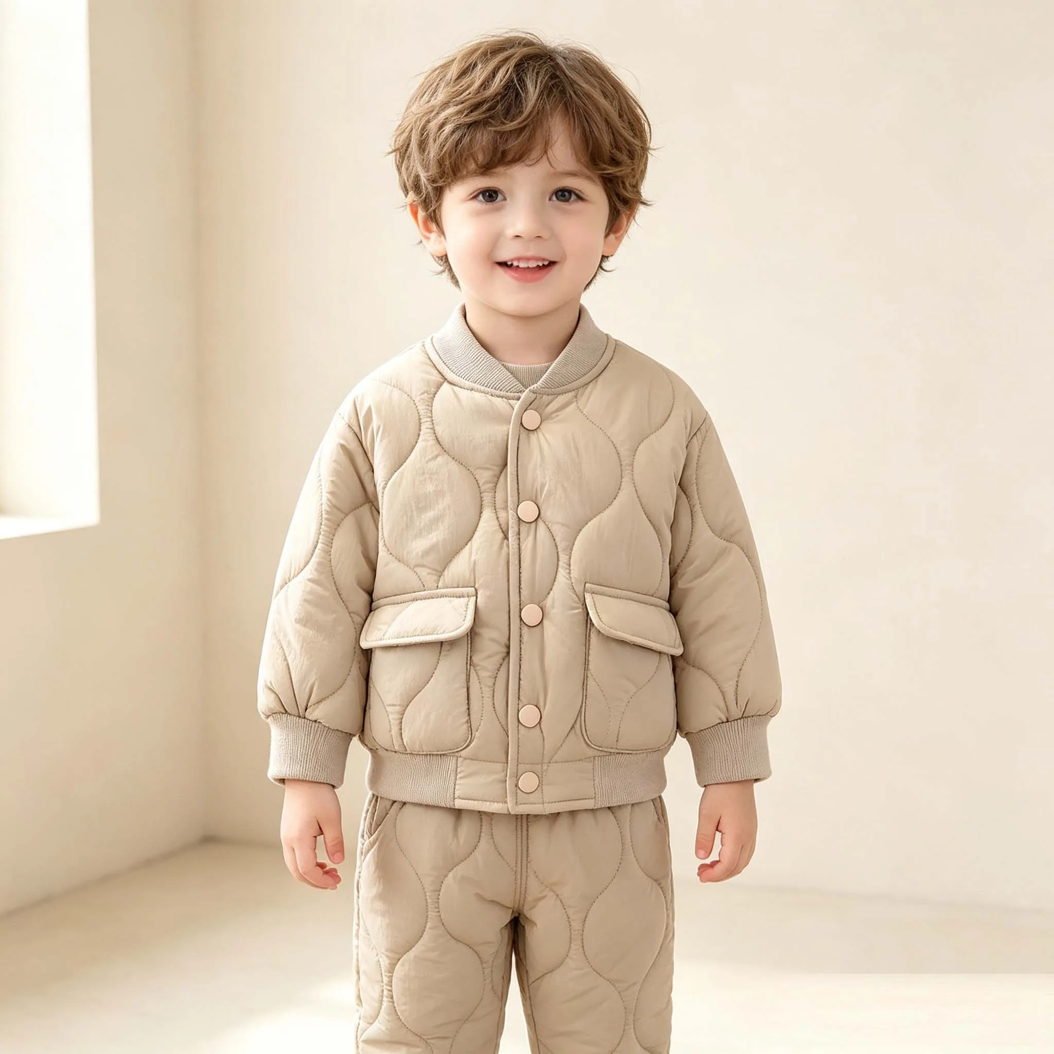 Winter Kinder Jungen Mädchen Sets Baumwolle Kinder Warmer Trainingsanzug Kleidung Kleinkind Sportanzug Einfarbige Outfits 1-5 Jahre Baby Anzüge