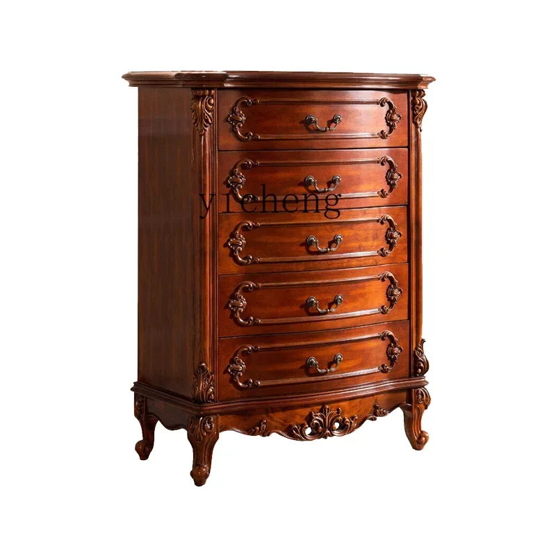 

Solid wood six-chest cabinet European retro locker Multi-drawer storage big bucket cabinet