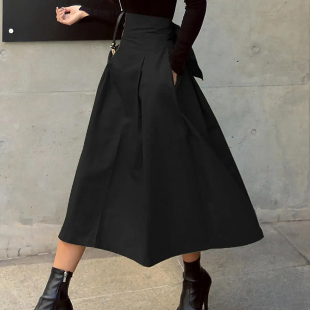 Solid Color Midi Skirt Women Summer Skirt High Waist A-Line Skirt for Women Ankle-Length Skirt faldas larga التنانير الطويلة